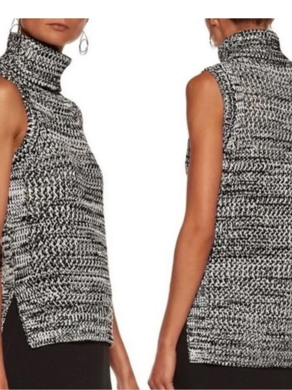 Derek Lam 10 Crosby marled cotton sleeveless turtleneck knit sweater SZ M - Picture 1 of 5